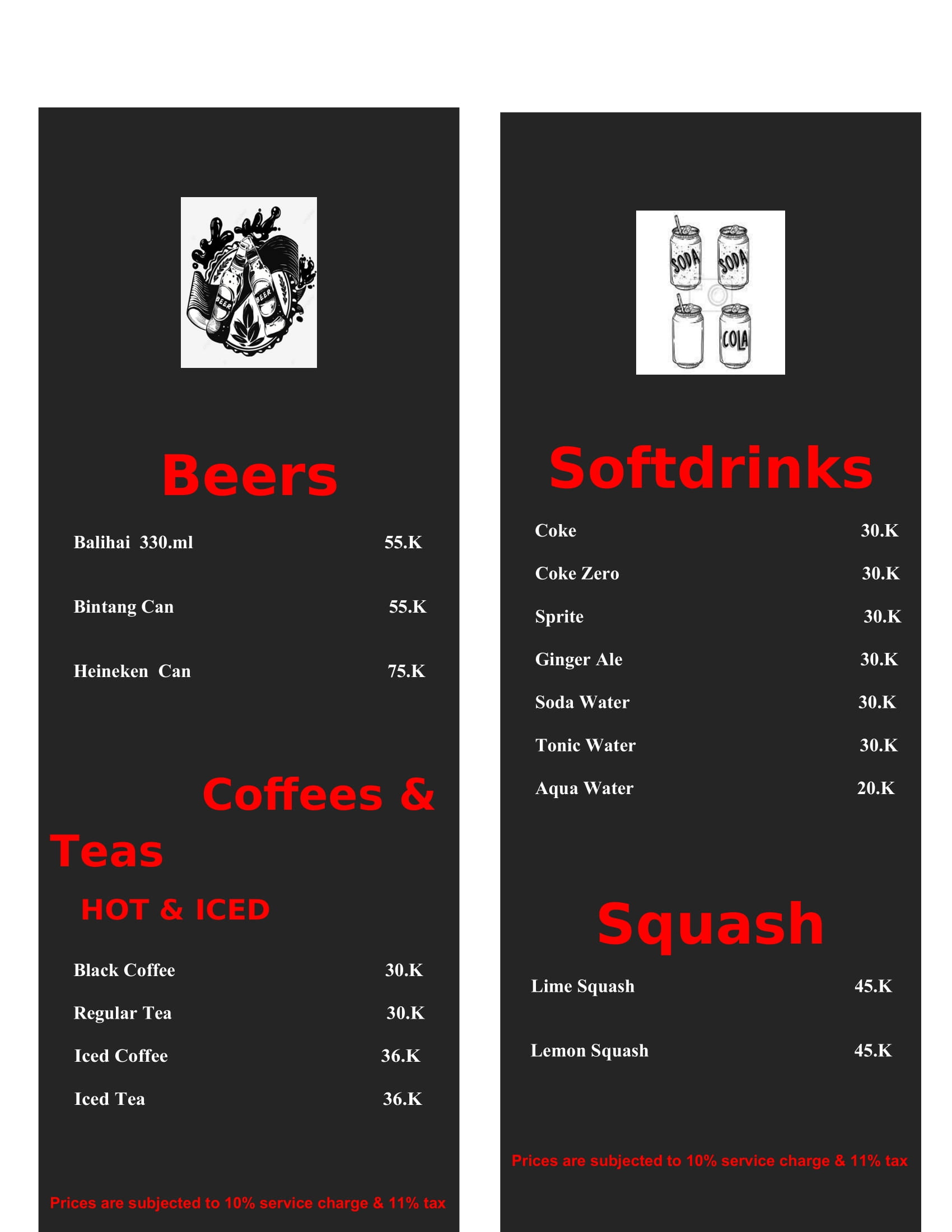 beer and softdrink