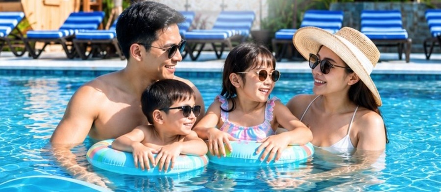 Family enjoying the pool at Watermark Hotel & Spa Bali